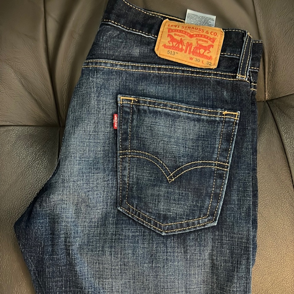Levi’s 513 Mens Jeans 30x32 Dark Blue Cotton Slim Straight
